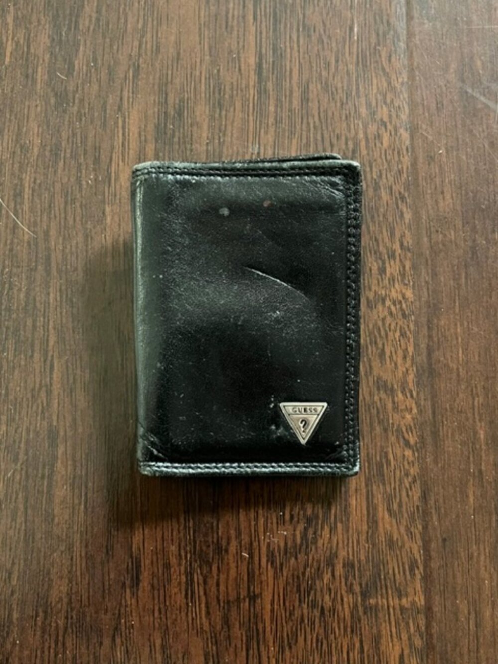Guess Small Black Leather ID Wallet w/ Clip